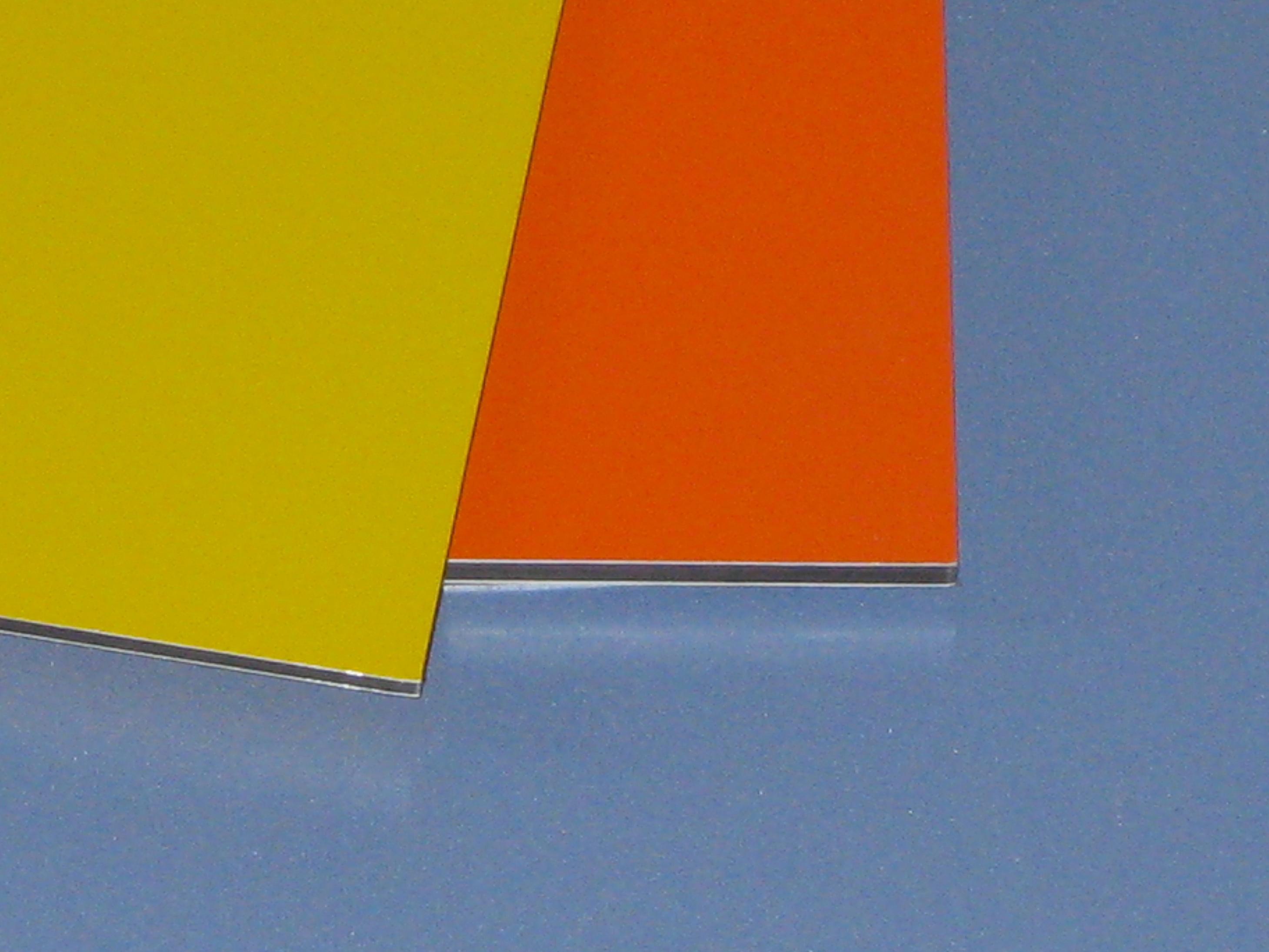 Aluminum composite panel samples showing layered edges